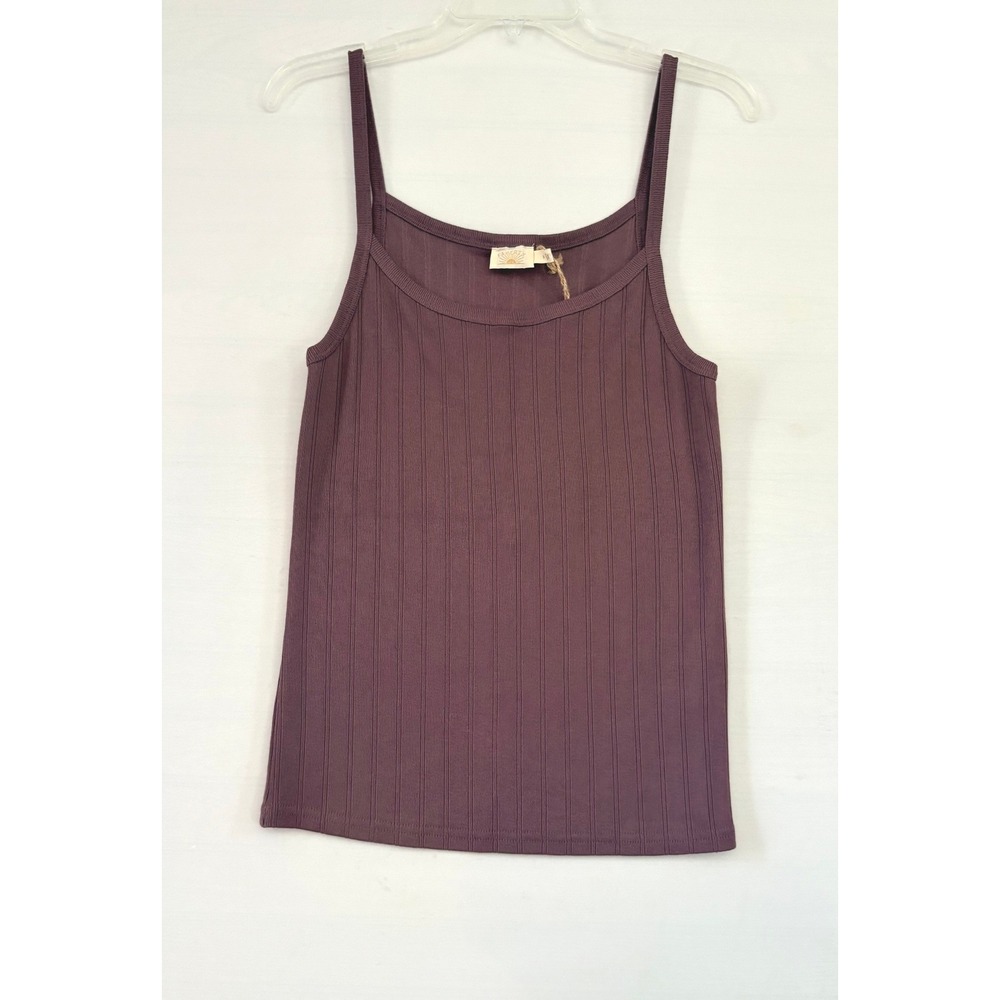 Faherty Ribbed Tank Top Plum Purple Organic Cotton Tencel Blend S WKF2509-FLT
